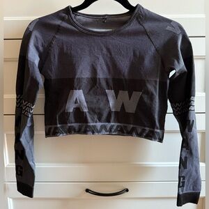 Alexander Wang X H&M NWT Women's Gray Long Sleeve Crop Top Size S